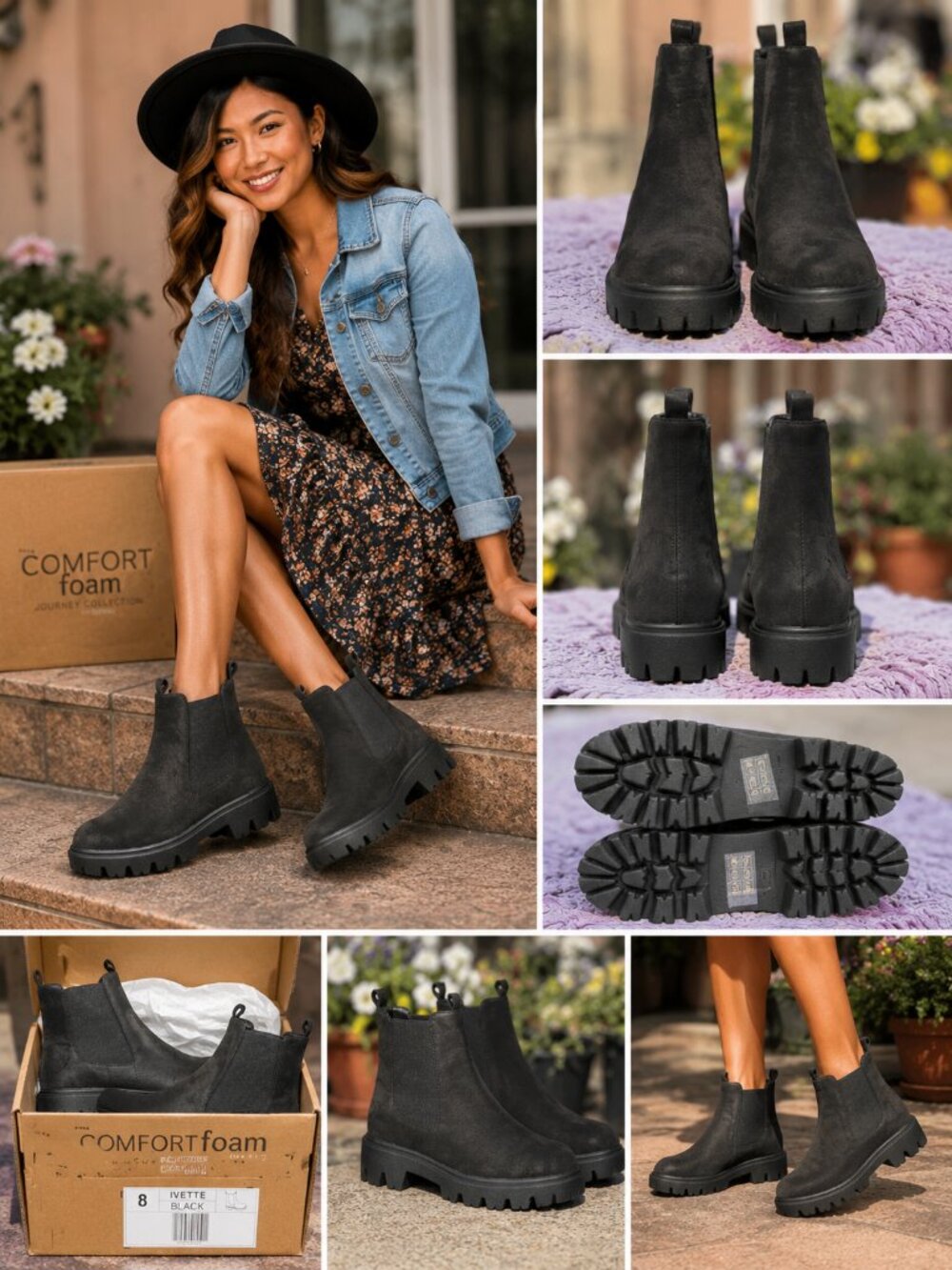 🖤 Journee Collection Comfort Foam Ivette Black Ankle Booties Size 8